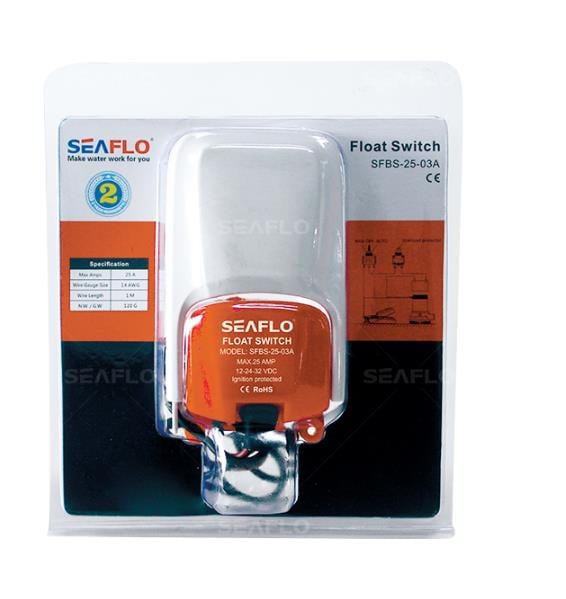 Seaflo SFBS-25-03A Sintine Pompası Şamandıra Şalteri, DS Pompa Şamandırası 12-24 Volt 25 Amper