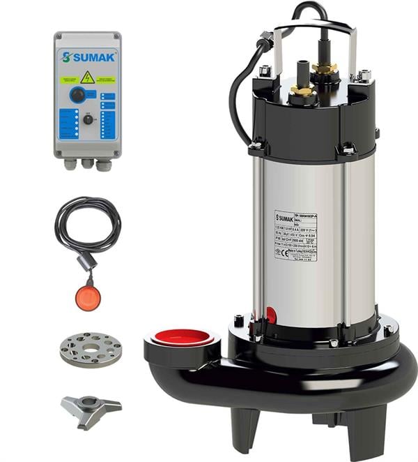 Sumak Pompa - Sumak SBRT18/2 Bıçaklı Foseptik Dalgıç Pompa Trifaze (380V) 1.5 HP