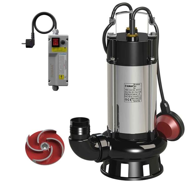 Sumak Pompa - Sumak SDF 18/2 Paslanmaz Gövdeli Foseptik Dalgıç Pompa Monofaze (220 V) 1.8 Hp