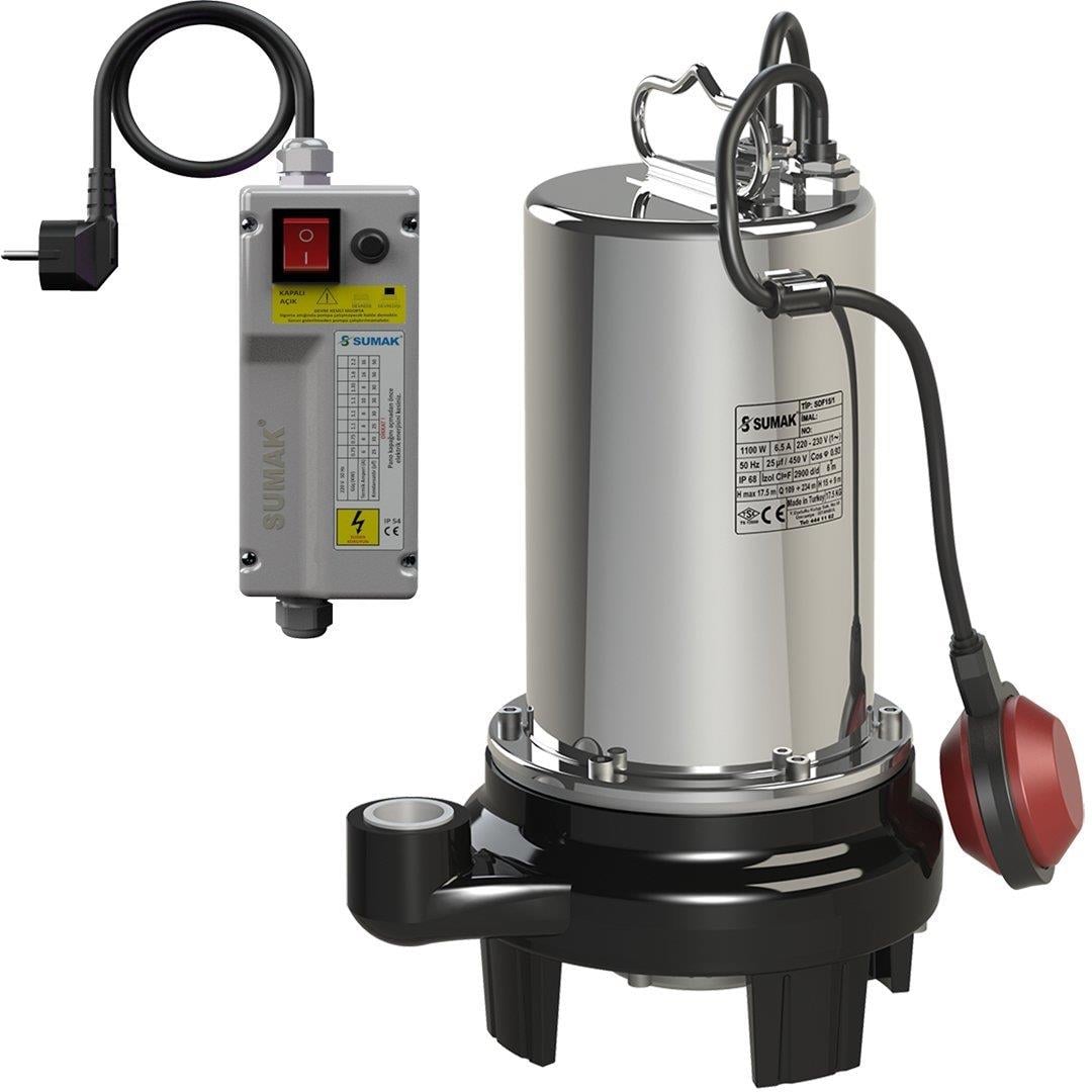 Sumak Pompa - Sumak SDF15/1 Temiz Su Dalgıç Pompa Monofaze (220V) 1.5 Hp