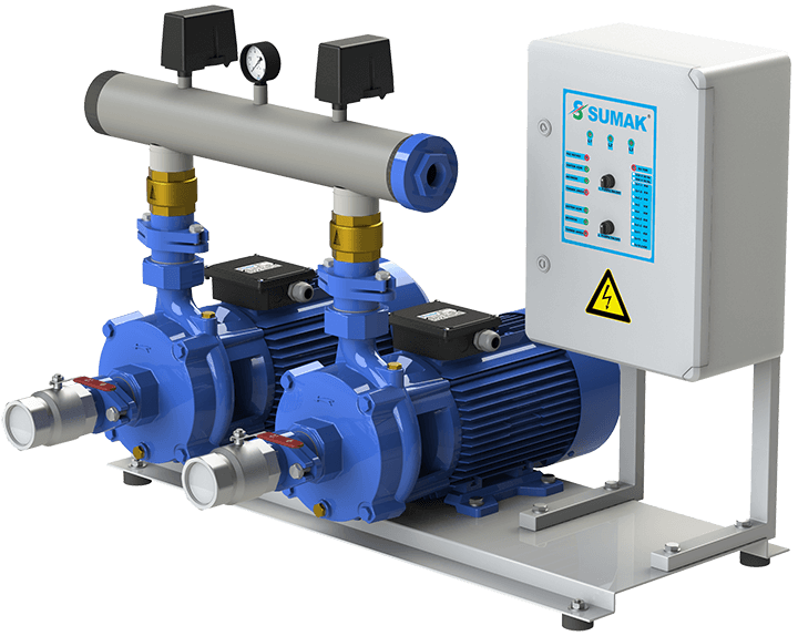 Sumak Pompa - Sumak SMKTB 550 Emişli Çift Kademeli Hidrofor 14 Kat 90 Daire 380 Volt 5.5 Hp