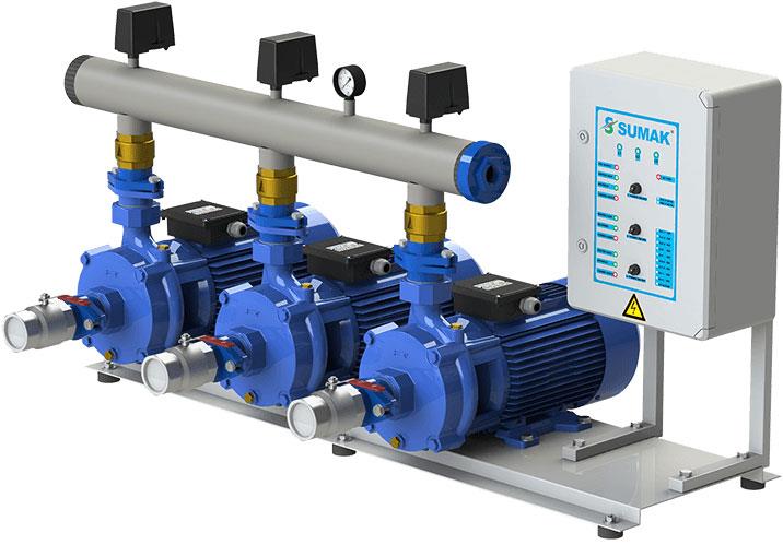 Sumak Pompa - Sumak SMKTC 750 Emişli Çift Kademeli Hidrofor 17 Kat 135 Daire 380 Volt 5.5 Hp