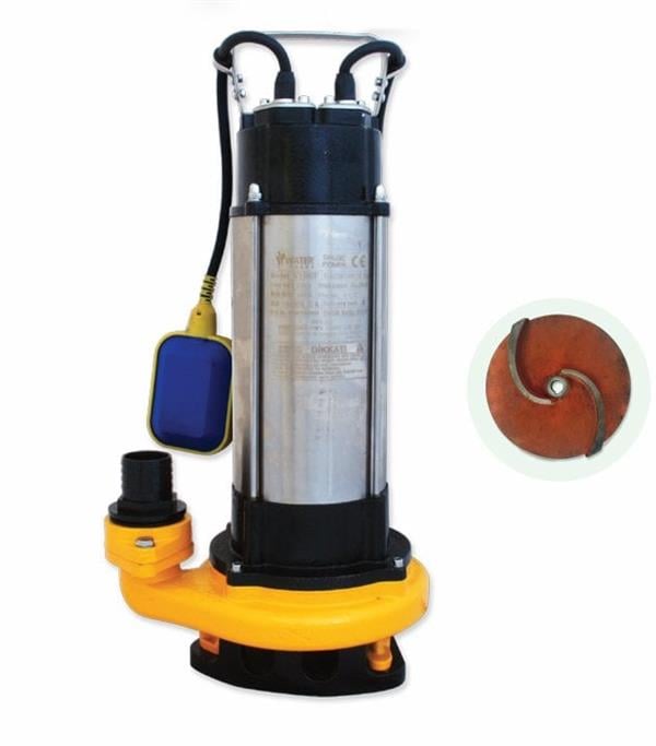 Water Sound - Water Sound V1500F Kirli Su Aktarma, Vortex Fanlı Drenaj Dalgıç Pompa 24 mt. Yükseklik 20 m³/h