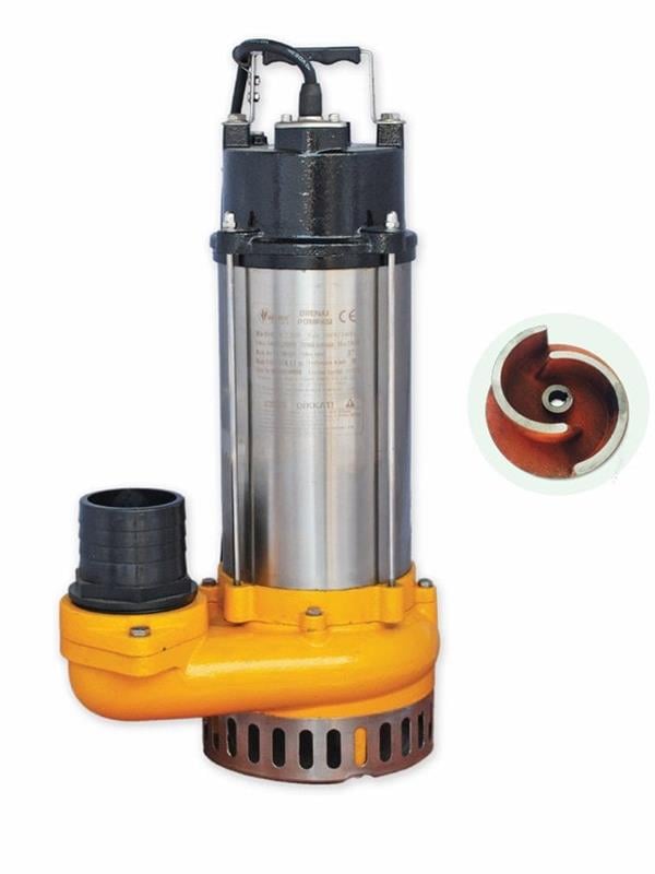 Water Sound - Water Sound V2200F Kirli Su Aktarma, Vortex Fanlı Drenaj Dalgıç Pompa 16 mt. Yükseklik 40 m³/h