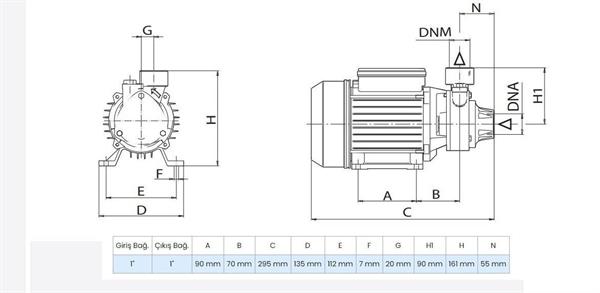 Wilo PV 50M Döküm Gövdeli Preferikal Pompa 0.8 Hp 60 mss 3 m³/h 220 Volt