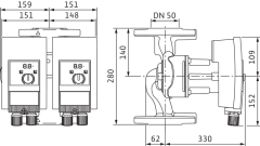 Wilo Yonos MAXO-D 50/0,5-9 Frekans Konvertörlü Sirkülasyon Pompası 9,6 mss 26,4 m³/h