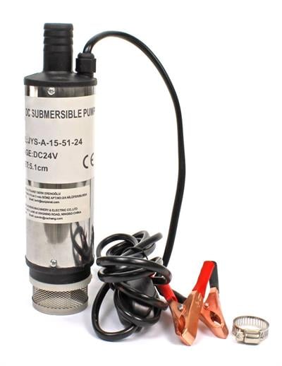 24 Volt Mazot Yağ Aktarma Pompası,  Dc Mini Dalgıç Pompa Süzgeçli 51 mm Dış Çap