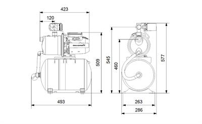 Grundfos JP 4-54 PT-H Paslanmaz Jet Hidrofor 20 Lt Tanklı - 4 Kat 6 Daire