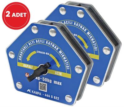 Çırak-50M/A Manyetik Kaynak Gönyesi 2 ADET  On-Off Anahtarlı 6 Açılı, 35-50 Kg Kaynak Tutucu Mıknatıs