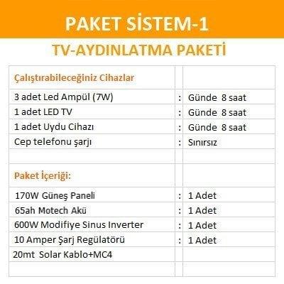 Solar Güneş Enerjili Aydınlatma-TV Paketi
