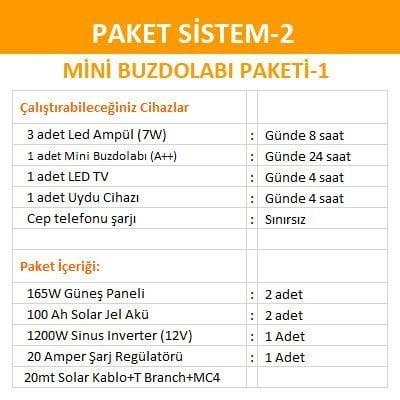 Solar Güneş Enerjili Aydınlatma-Mini Buzdolabı Paketi