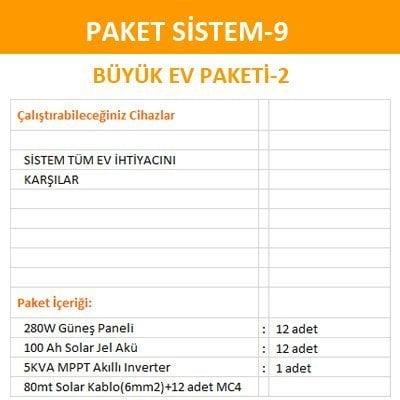 Solar Paket Güneş Enerjisi Sistemi Büyük Ev Paketi