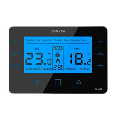 Mars S40 Kablosuz Dijital Programlanabilir Oda Termostatı Yüksek Hassasiyetli Siyah