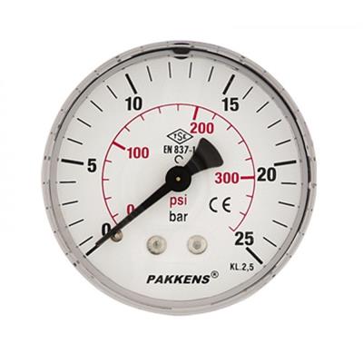 Pakkens 0-1.6 Bar 100 mm Arkadan Bağlantılı Kuru Manometre G 1/4 inç