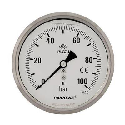 Pakkens 0-1 Bar 100 mm Arkadan Bağlantılı Gliserinli Manometre G 1/2 inç