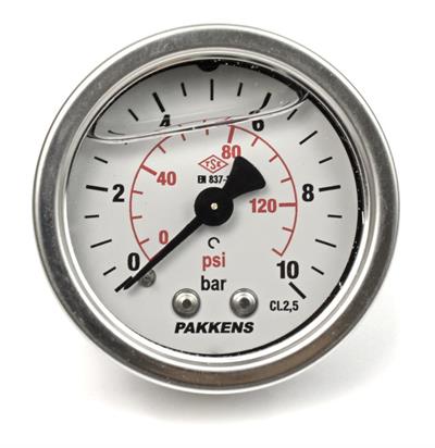 Pakkens 0-10 Bar 50 mm Arkadan Bağlantılı Gliserinli Manometre G 1/4 inç