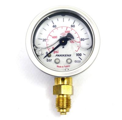 Pakkens 0-100 Bar 63 mm Alttan Bağlantılı Gliserinli Manometre G 1/4 inç