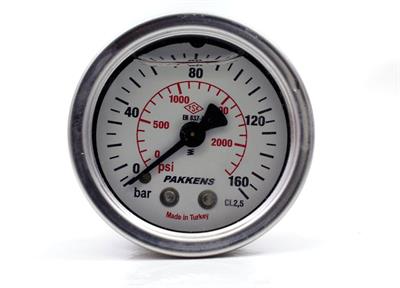 Pakkens 0-160 Bar 50 mm Arkadan Bağlantılı Gliserinli Manometre G 1/4 inç
