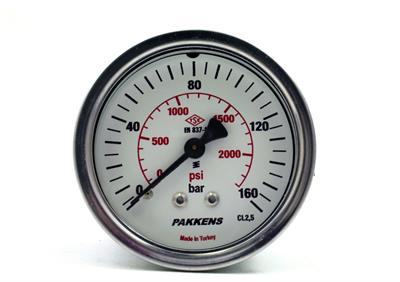 Pakkens 0-160 Bar 63 mm Arkadan Bağlantılı Panotipi Kuru Manometre G 1/4 inç