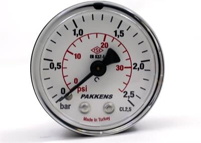 Pakkens 0-2.5 Bar 50 mm Arkadan Bağlantılı Kuru Manometre G 1/8 inç
