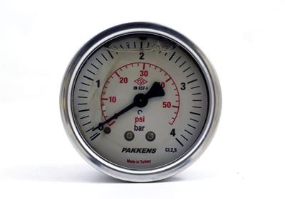 Pakkens 0-4 Bar 50 mm Arkadan Bağlantılı Gliserinli Manometre G 1/4 inç