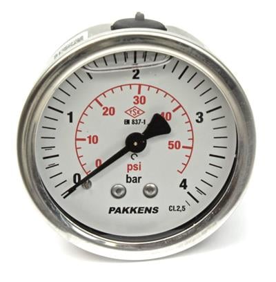 Pakkens 0-4 Bar 63 mm Arkadan Bağlantılı Gliserinli Manometre G 1/4 inç