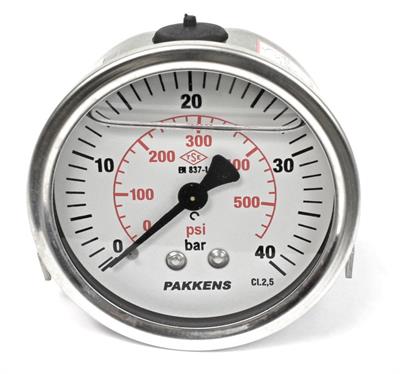 Pakkens 0-40 Bar 63 mm Arkadan Bağlantılı Panotipi Gliserinli Manometre G 1/4 inç