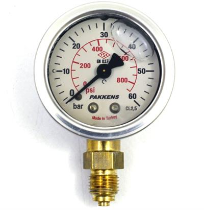 Pakkens 0-60 Bar 50 mm Alttan Bağlantılı Gliserinli Manometre G 1/4 inç
