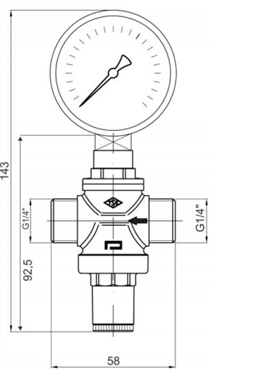 Pakkens 1 Basınç Düşürücü, Basınç Regülatörü Manometreli 25 Bar