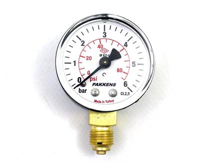 Pakkens Çap 50 0/6 Bar Kuru Tip Basınç Ölçer, Manometre, Basınç Göstergesi 1/4
