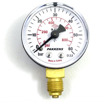 Pakkens Çap 50 0/60 Bar Kuru Tip Basınç Ölçer, Manometre, Basınç Göstergesi 1/4