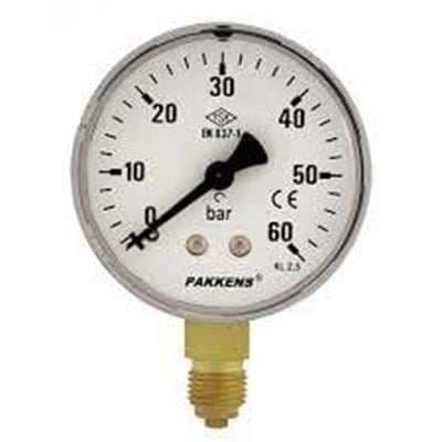 Pakkens Çap 63 0/1.6 Bar Kuru Tip Basınç Ölçer, Manometre, Basınç Göstergesi 1/4