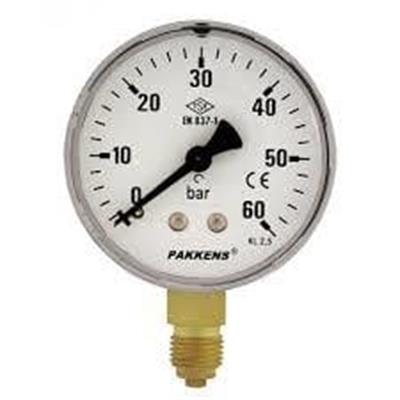 Pakkens Çap 63 0/600 Bar Kuru Tip Basınç Ölçer, Manometre, Basınç Göstergesi 1/4
