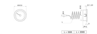 Pakkens Çay Makinesi ve Kazan Termometresi, Sıcaklık Göstergesi 0/+120 °C 1mt.