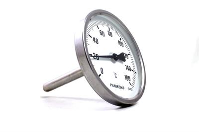 Pakkens Termometre 0-160 °C Çap 100 mm Daldırma Boyu 10 cm Arkadan Bağlantılı G 1/2 inç