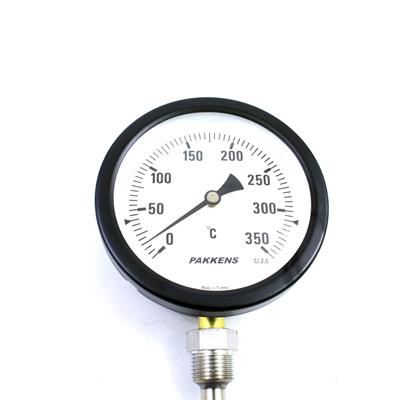 Pakkens Termometre 0-350 °C Çap 100 mm Daldırma Boyu 10 cm Alttan Bağlantılı G 1/2 inç