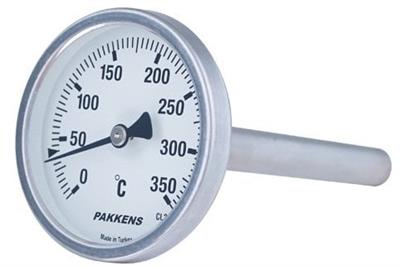 Pakkens Termometre 0-500 °C Çap 63 mm Daldırma Boyu 10 cm Arkadan Bağlantılı G 1/2 inç