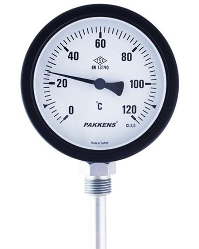 Pakkens Termometre -30/+60 °C Çap 100 mm Daldırma Boyu 10 cm Alttan Bağlantılı G 1/2 inç
