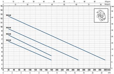 Pedrollo RXm 5/40 Flatörlü Full Paslanmaz Drenaj Dalgıç Pompalar Monofaze (220V) 13 mss 22.8 m³/h