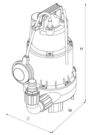 Sumak SDF 15Y Flatörlü Kirli Su Drenaj Dalgıç Pompa 20 Mss 14 m³/h 10 Mt Kablolu