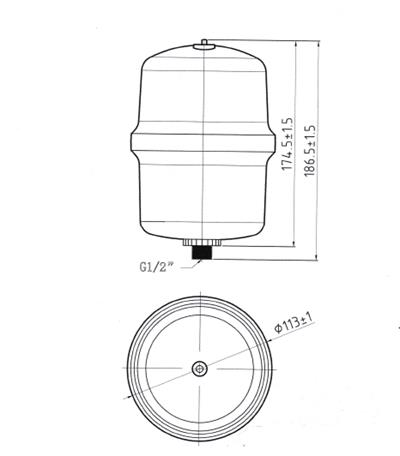 2 Litre Sıcak Su Hidroforu Genleşme Tankı 95 ℃ Patlamayan Tank