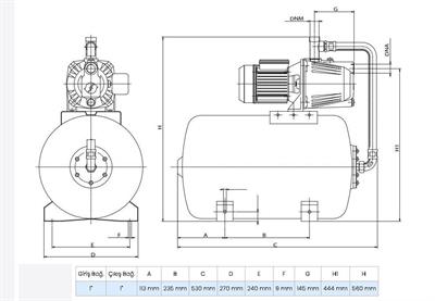 Wilo Aqua SPG 25-3.45 Jet Pompalı 25 Lt Tanklı Otomatik Hidrofor 4 Kat 9 Daire, 1Hp 4 Bar