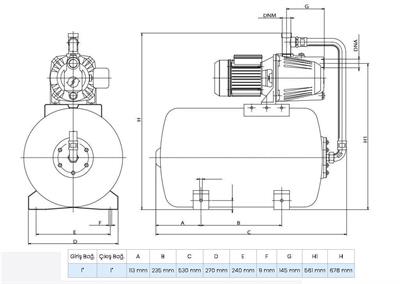 Wilo Aqua SPG 50-3.45 Jet Pompalı 50 Lt Tanklı Otomatik Hidrofor 4 Kat 9 Daire, 1Hp 4 Bar