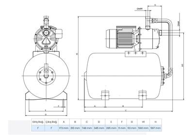 Wilo Aqua SPS 50-4.47 Paslanmaz Jet Pompalı 50 Lt Tanklı Otomatik Hidrofor 5 Kat 10 Daire, 1.3Hp