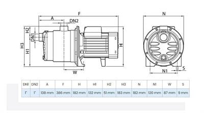 Wilo SPS Silence 5-58 Paslanmaz Gövdeli Sessiz Jet Pompa 0.75 Hp 5 Bar 4.8 m³/h