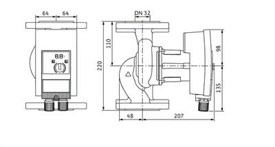 Wilo Yonos MAXO 32/0,5-11 Frekans Konvertörlü Sirkülasyon Pompası 9.6 mss 16.5 m³/h
