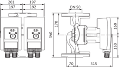Wilo Yonos MAXO-D 50/0,5-16 Frekans Konvertörlü Sirkülasyon Pompası 16,4 mss 39 m³/h