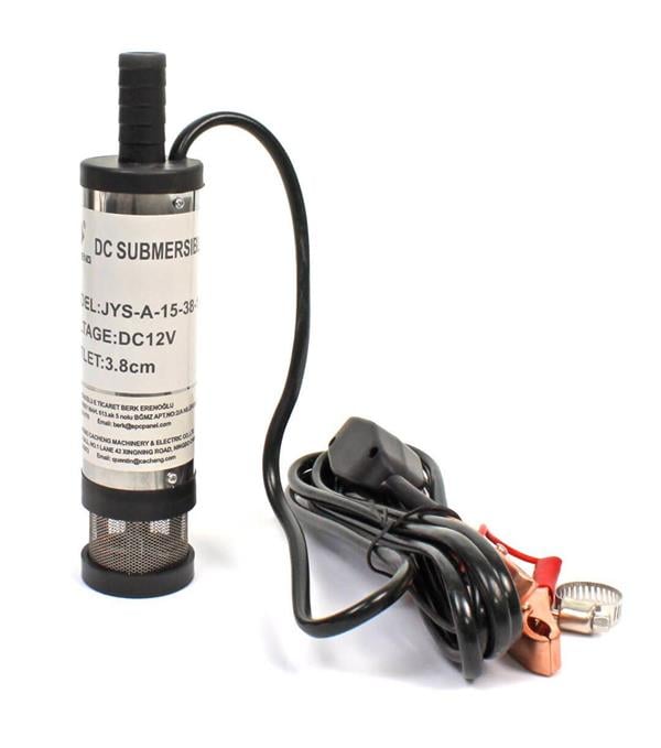 Cacheng - 12 Volt Mazot Yağ Aktarma Pompası,  Dc Mini Dalgıç Pompa Süzgeçli 38 mm Dış Çap