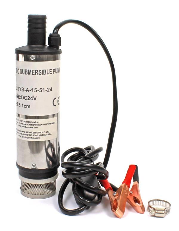 Cacheng - 24 Volt Mazot Yağ Aktarma Pompası,  Dc Mini Dalgıç Pompa Süzgeçli 51 mm Dış Çap