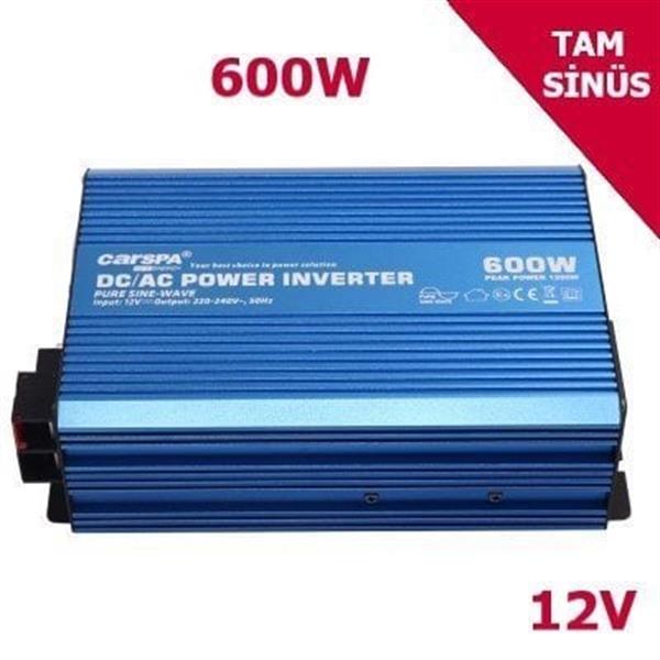Carspa - CARSPA Güneş Enerji Sistemi İnverteri, Solar Enerji İnverteri 600W-12V Tam Sinüs İnverter